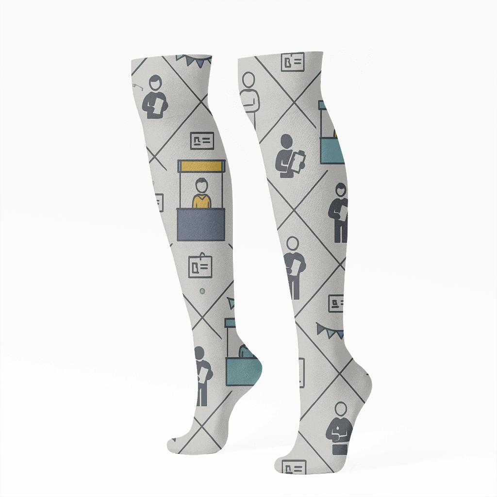 Trade Show Lattice, Salesperson Edition designer print knee-high socks