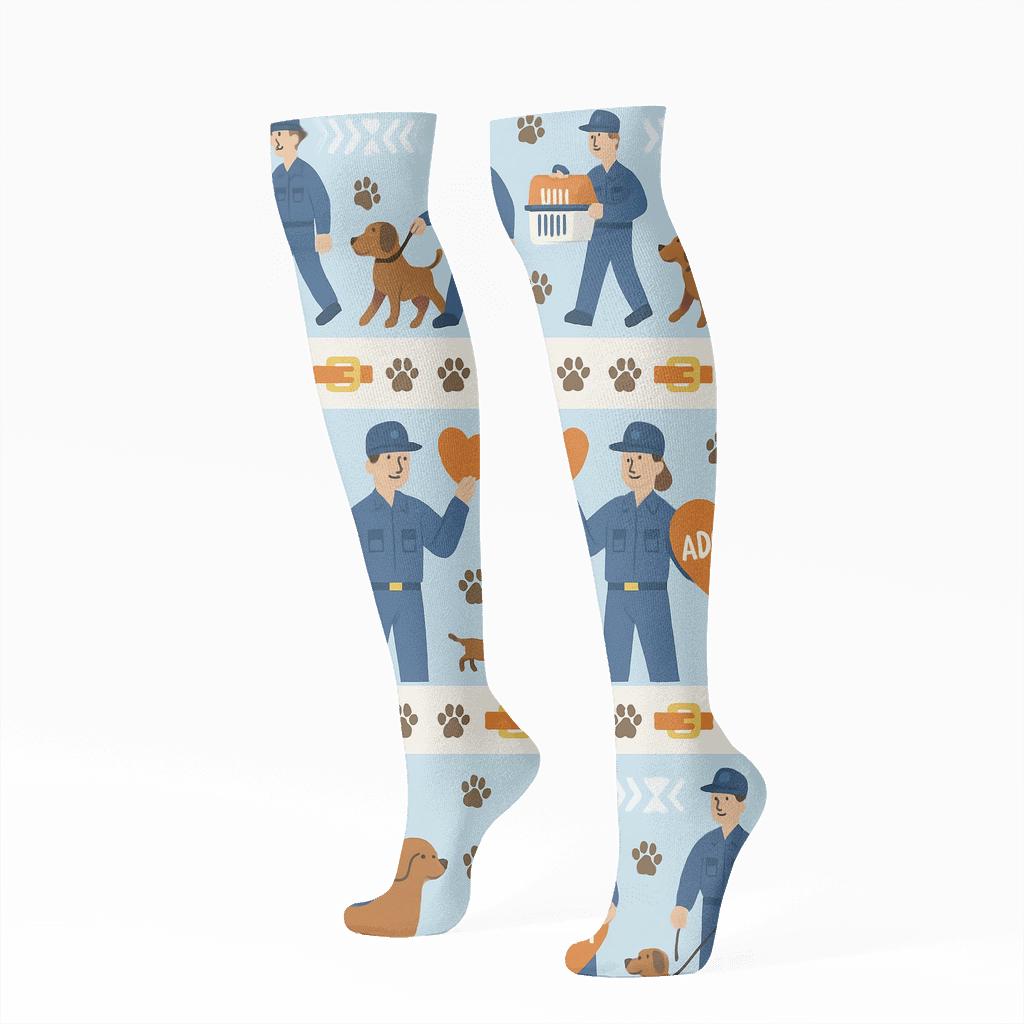 Rescue Scene Bands With Animal Control Officer unique graphic knee-high socks