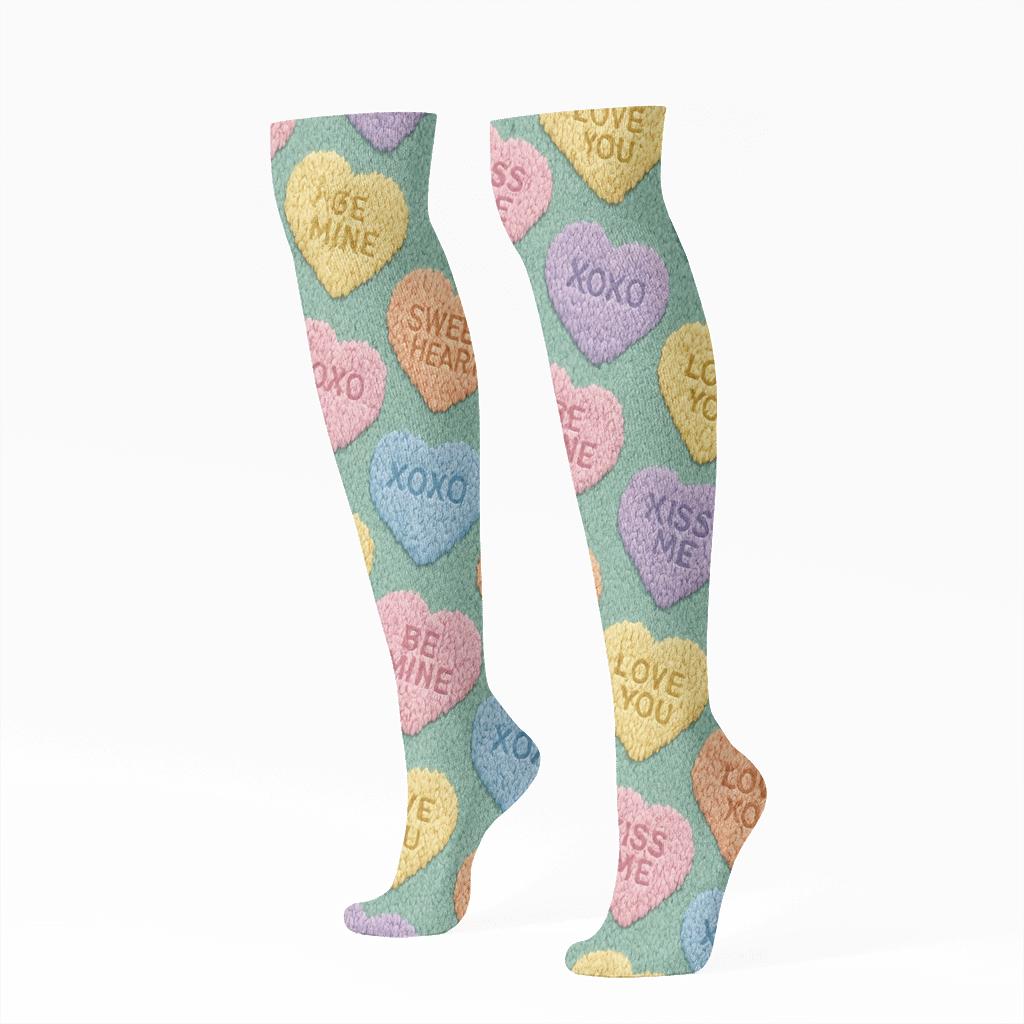 Candy Heart Knitted Illusion Lattice Tiles personalized knee-high socks