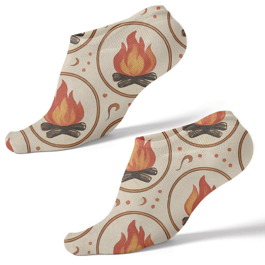Vintage Matchbox Bonfire Medallion Grid designer print ankle socks