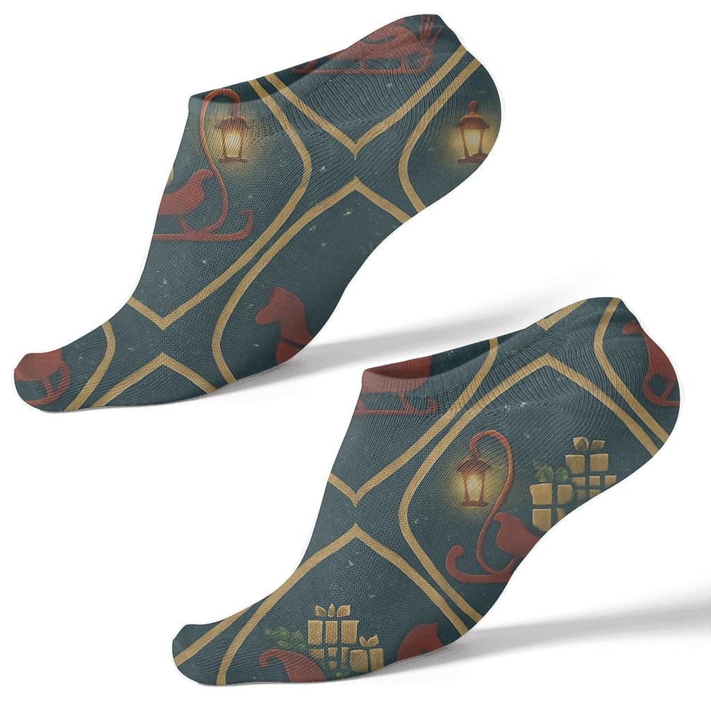 Lantern Lit Parade With Sleigh Silhouettes comfortable cotton ankle socks