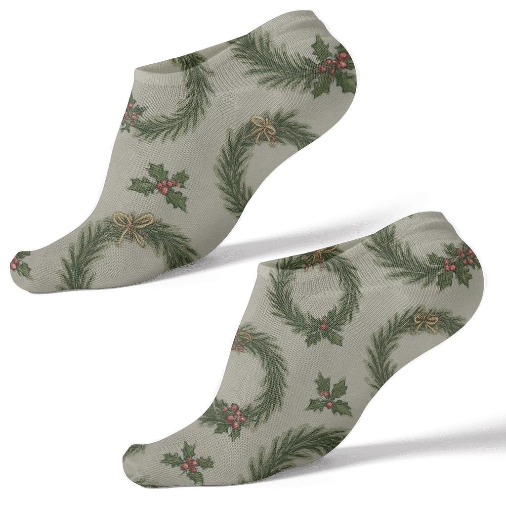 Evergreen Ring Rhythm, Wreath Edition unique graphic ankle socks