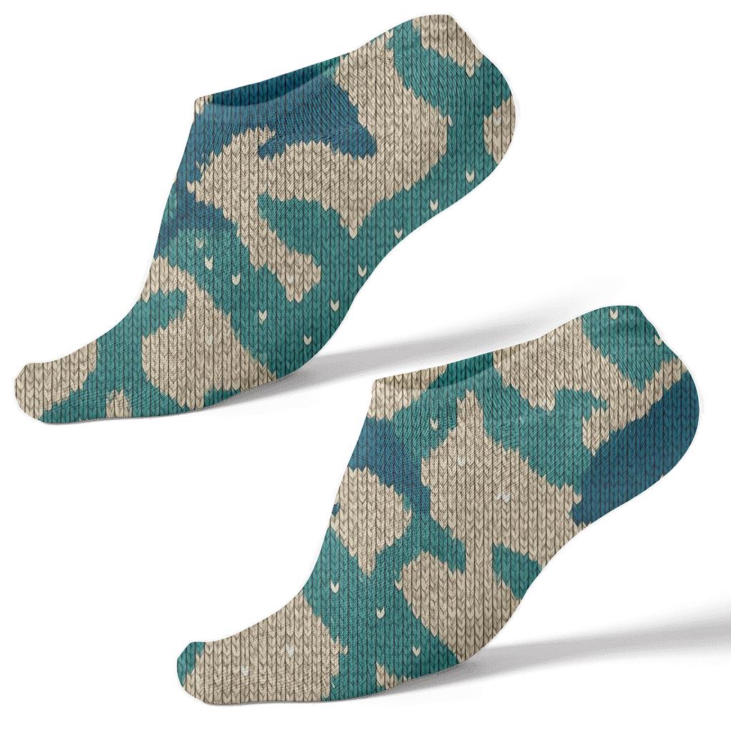 Knitted Illusion Dolphin Tail Chevron designer print ankle socks