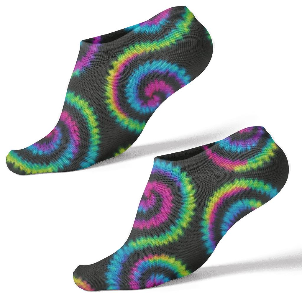 Neon Spiral Whorl Tile Matrix On Jet Black Background stylish athletic ankle socks