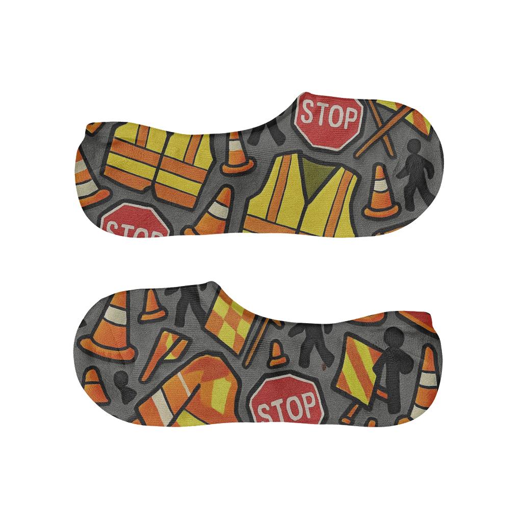 Safety Stripe Parade With Crossing Guard Icons soft cotton no-show socks