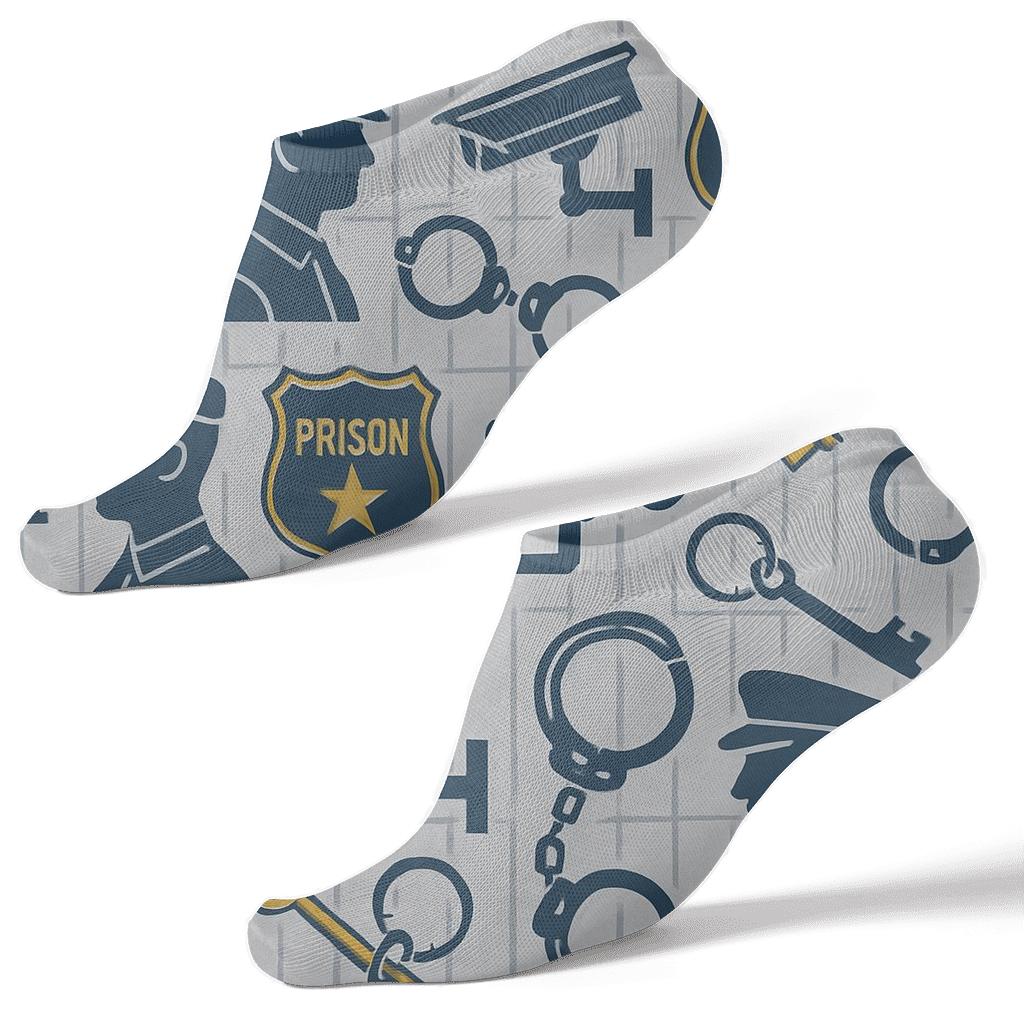 Security Collage Pattern In Prison Officer Style trendy patterned ankle socks