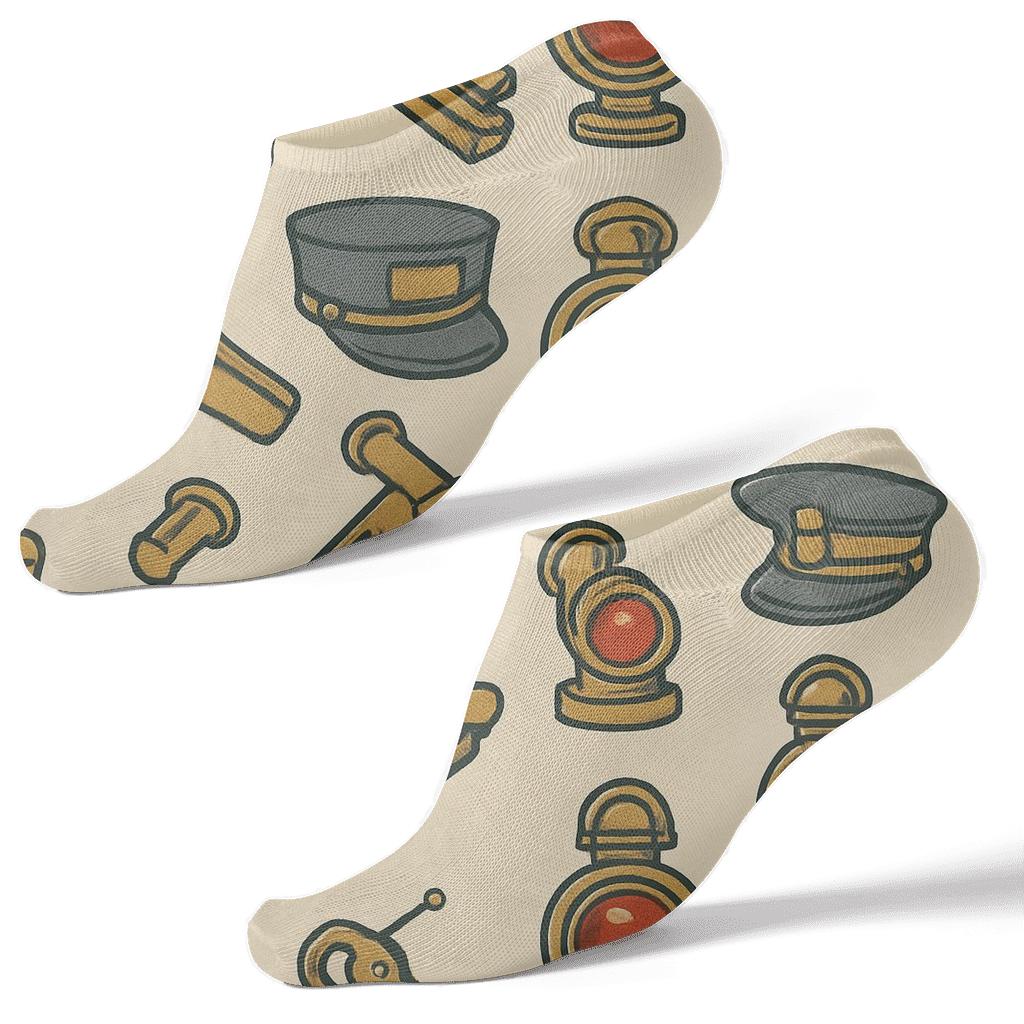 Ticket Punch And Signal Dots With Train Conductor Rhythm stylish athletic ankle socks