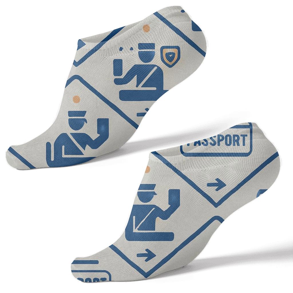 Customs Officer Stamp Chevron Parade trendy patterned ankle socks