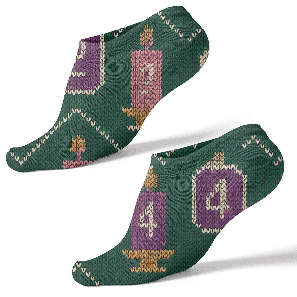 Knitted Illusion Advent Candles Chevron Grid trendy patterned ankle socks