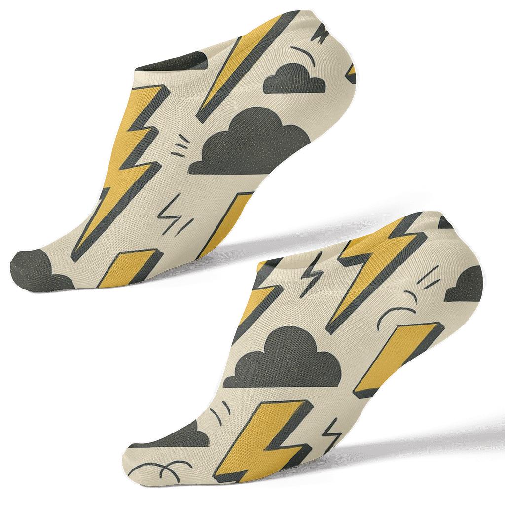 Vintage High Voltage Bolt Bands On Paper White stylish athletic ankle socks