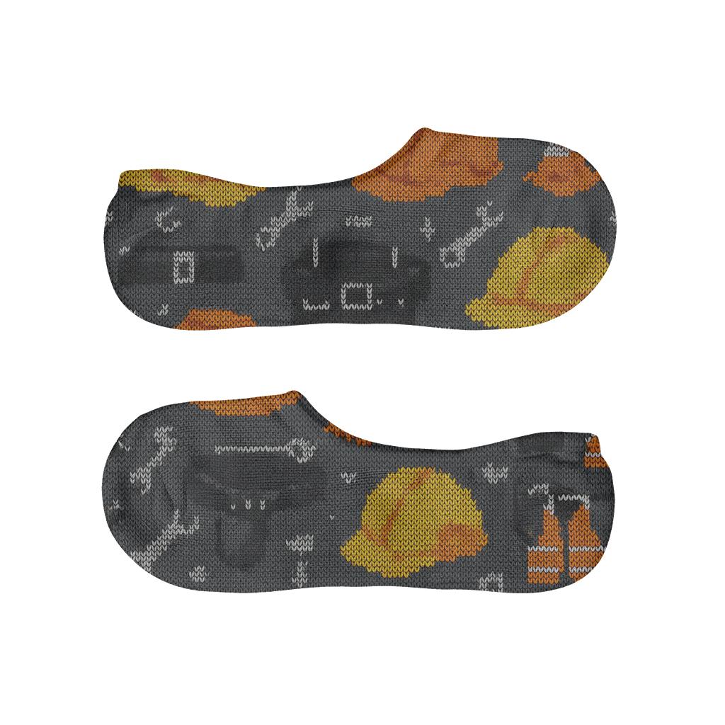 Construction Worker Hard Hat Lattice Knit Pattern custom no-show socks