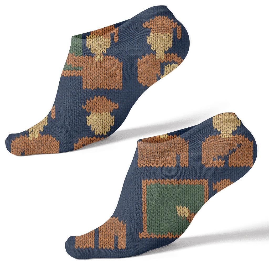 School Principal Knit Grid Illusion In Navy custom ankle socks