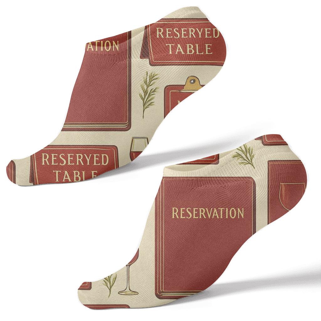Burgundy Reservation Ledger Pattern For Restaurant Manager soft everyday ankle socks