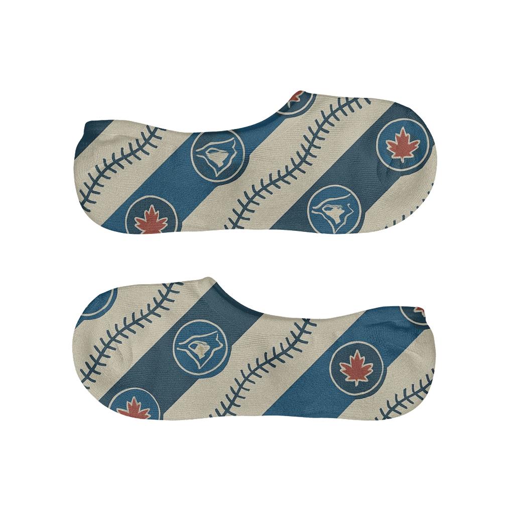 Blue Jays Grade Baseball Seam Stripes soft cotton no-show socks