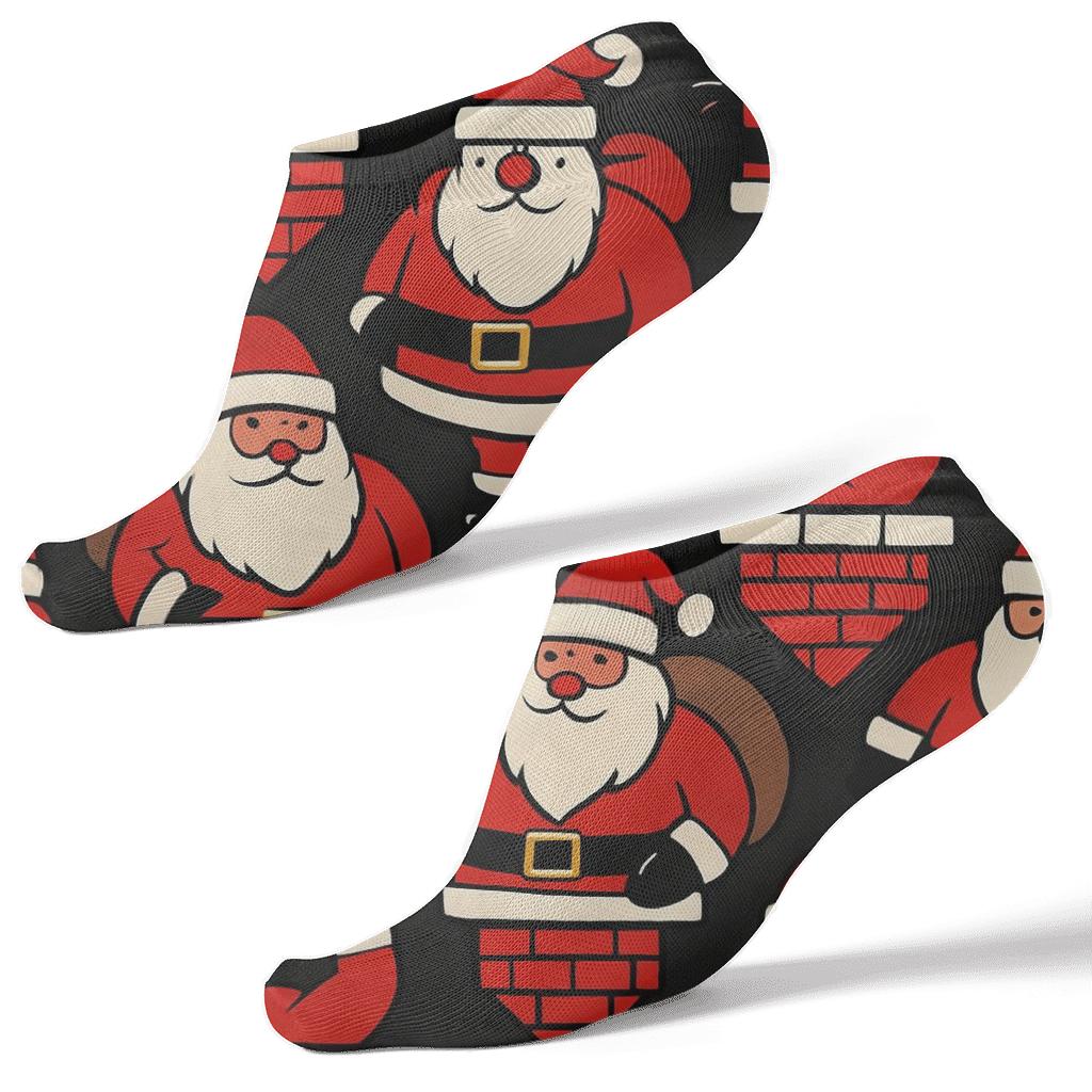 Pop Art Santa Chimney Tessellation personalized ankle socks