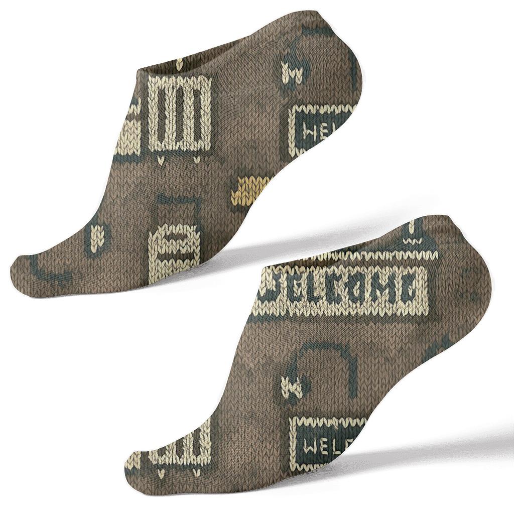 Bellhop And Desk Tessellation For Hotel Receptionist unique graphic ankle socks