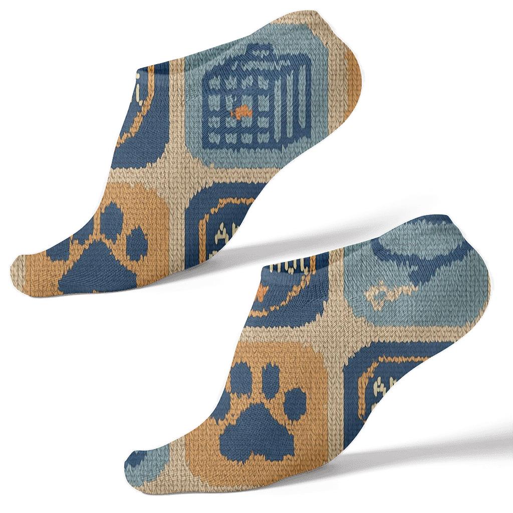 Knitted Badge Patchwork Animal Control Officer Pattern comfortable cotton ankle socks