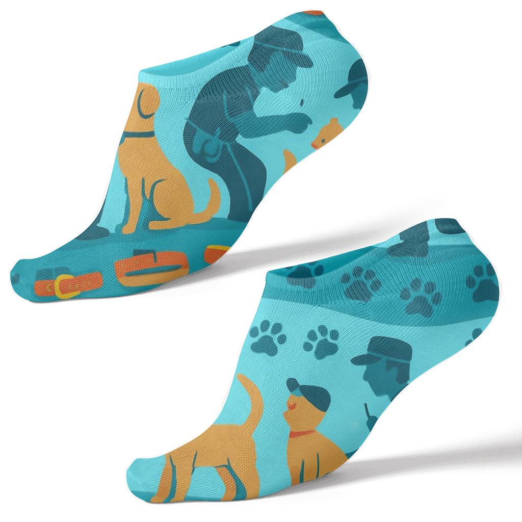 Adoption Fair Waves With Animal Control Officer Icons designer print ankle socks