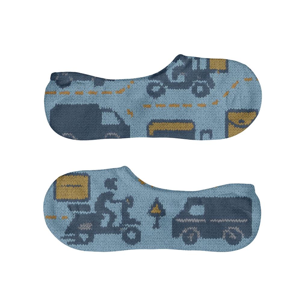 Delivery Driver Road Quilt Tessellation designer printed no-show socks