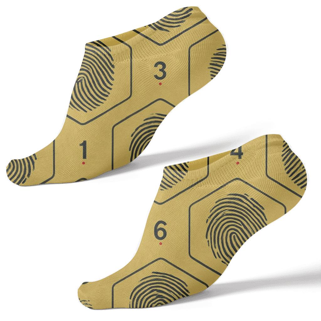 Crime Scene Investigator Fingerprint Lattice In Caution Yellow comfortable cotton ankle socks