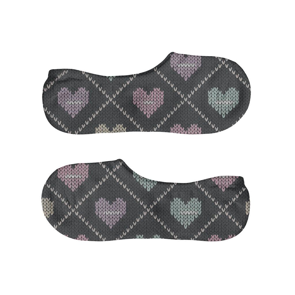 Valentines Candy Heart Knit Illusion Lattice trendy no-show sock styles