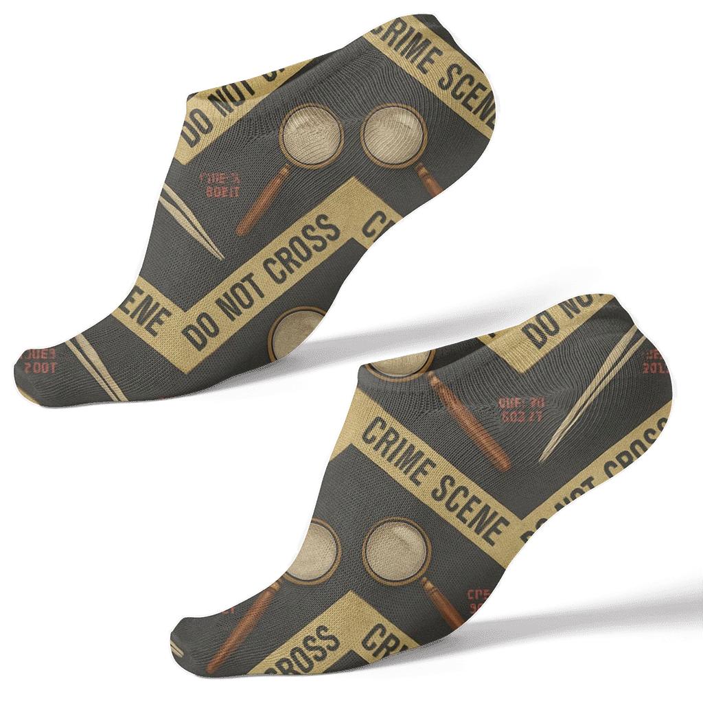 Evidence Tape Bands For Crime Scene Investigator Pattern Study designer print ankle socks