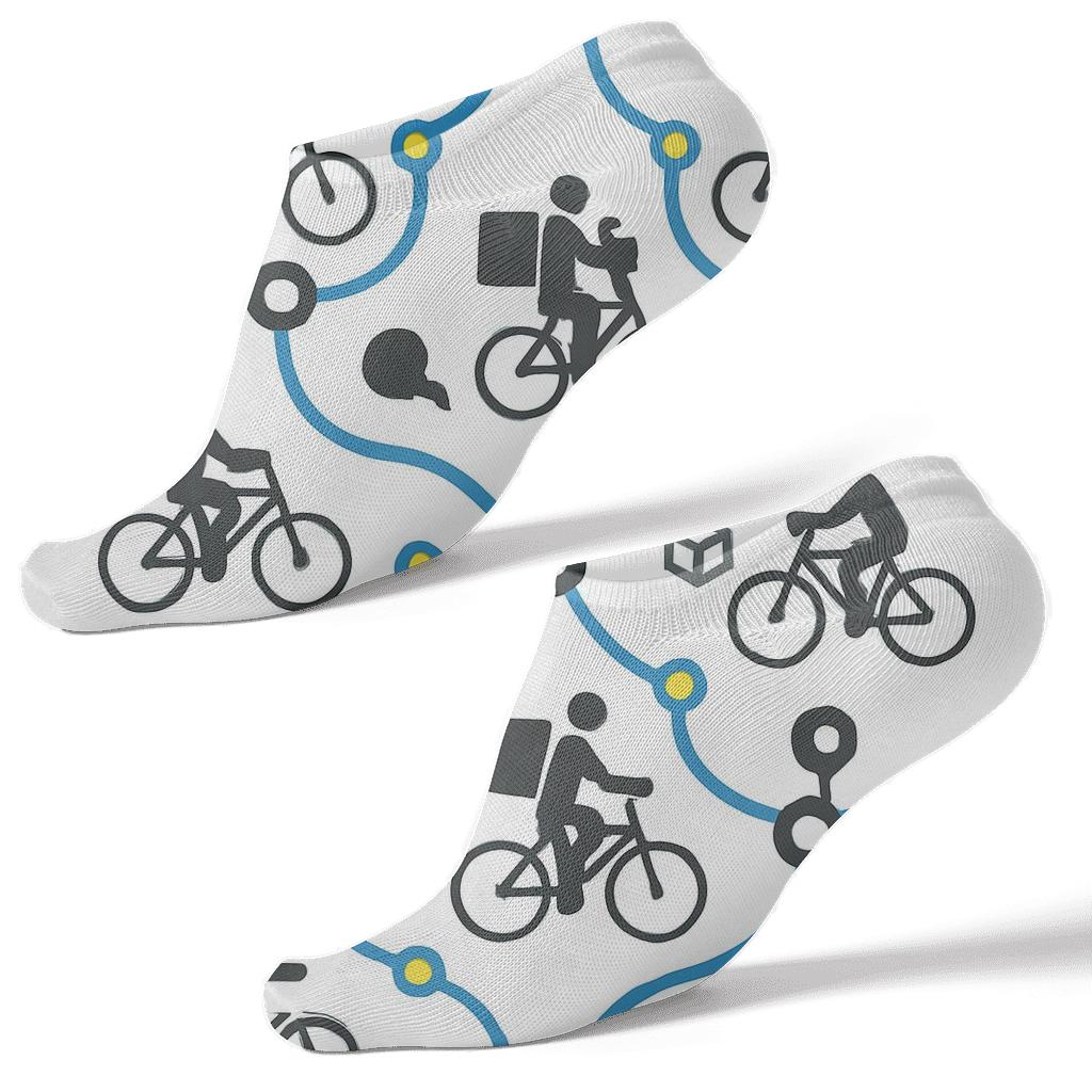City Map Loops With Courier Icons premium sports ankle socks