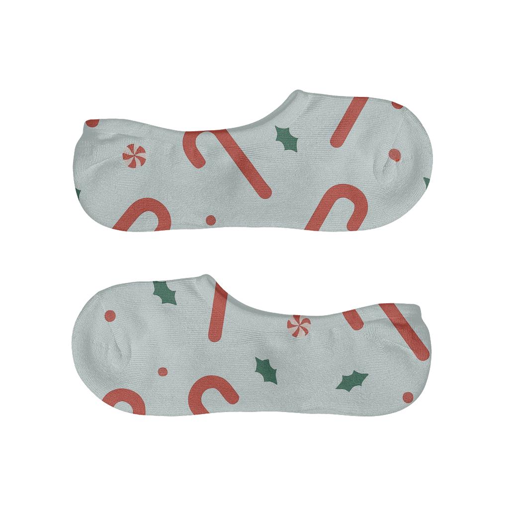 Minimal Candy Canes Silhouette Scatter On Winter Blue trendy no-show sock styles