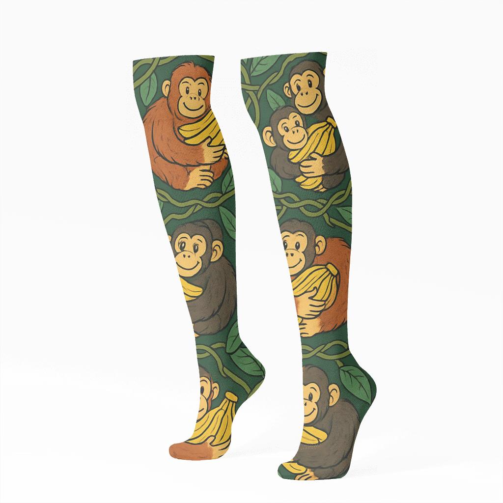 Ape Canopy Kaleidoscope Print designer print knee-high socks