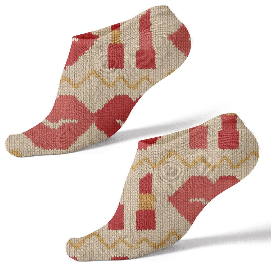 Knitted Illusion Lipscape With Kiss Mark Rhythm premium sports ankle socks