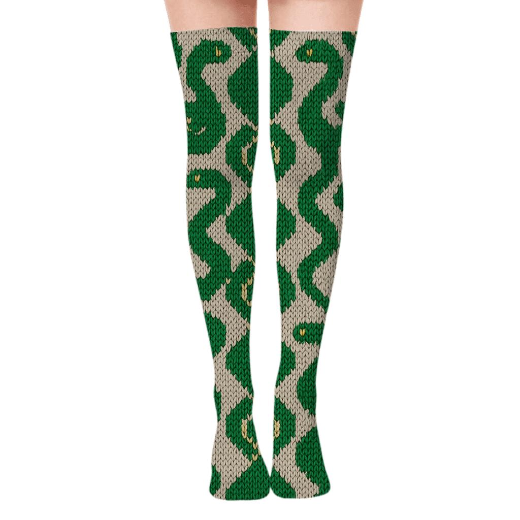 Knitted Illusion Snake Scale Lattice trendy patterned over-the-knee socks