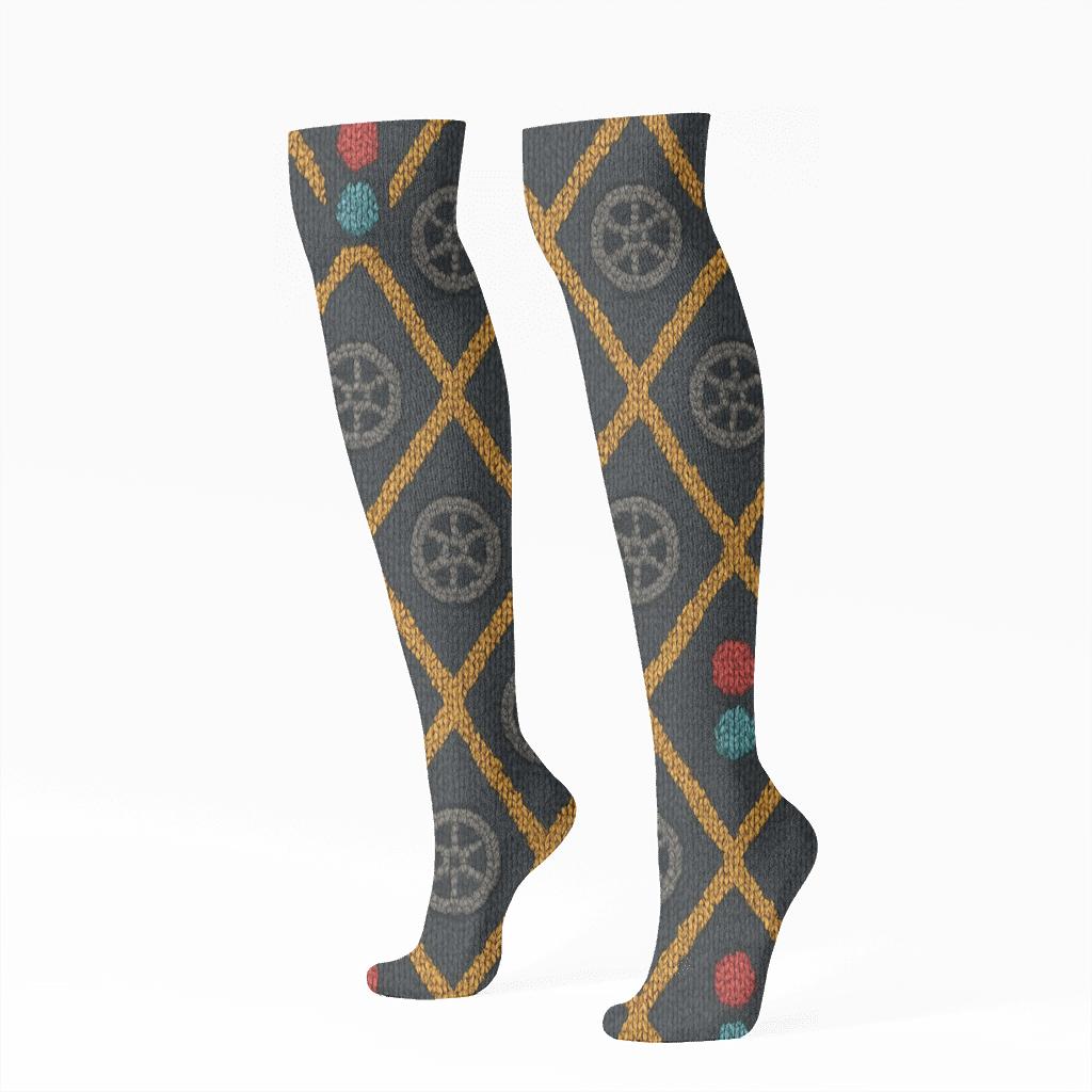 Bus Driver Grade Knit Seat Lattice trendy patterned knee-high socks