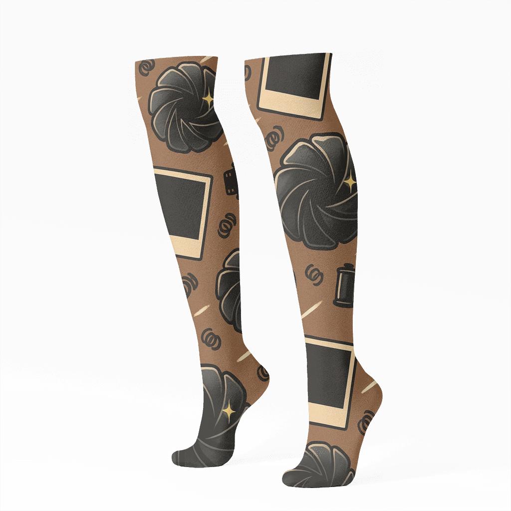 Photographer Shutter Bloom Tessellation premium sports knee-high socks