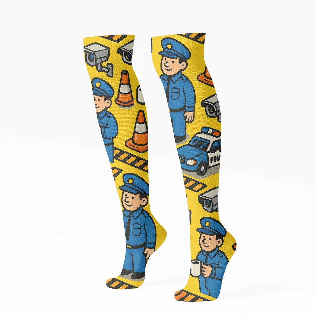 Checkpoint Parade With Security Guard Icons comfortable cotton knee-high socks