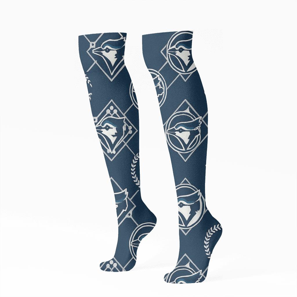 Blue Jays Stadium Light Lattice Medallion Pattern unique graphic knee-high socks