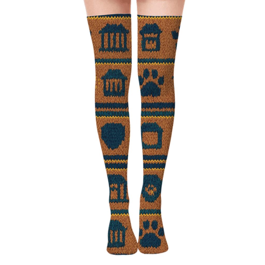 Knitted Pattern Illusion Animal Control Officer Paw Banding personalized over-the-knee socks