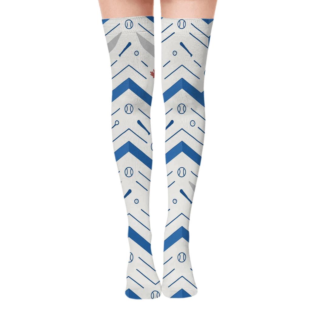 Geometric Wing Chevron Blue Jays Repeat personalized over-the-knee socks