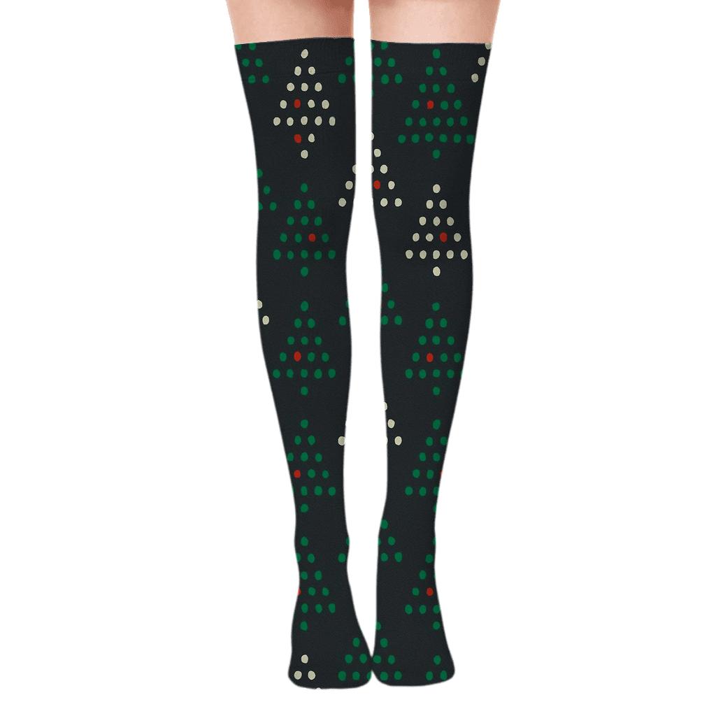 Minimalist Christmas Tree Dot Matrix trendy patterned over-the-knee socks