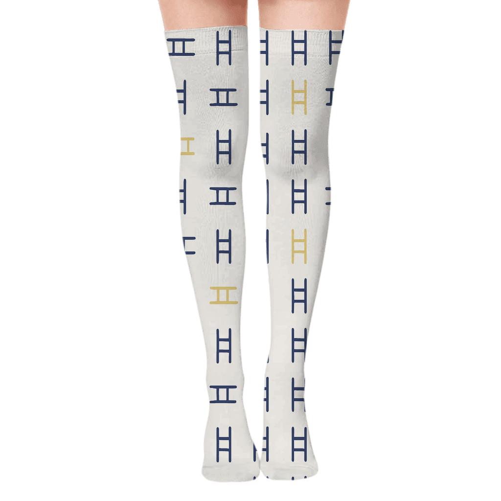 Fine Ladder Pulse Grid premium cozy over-the-knee socks