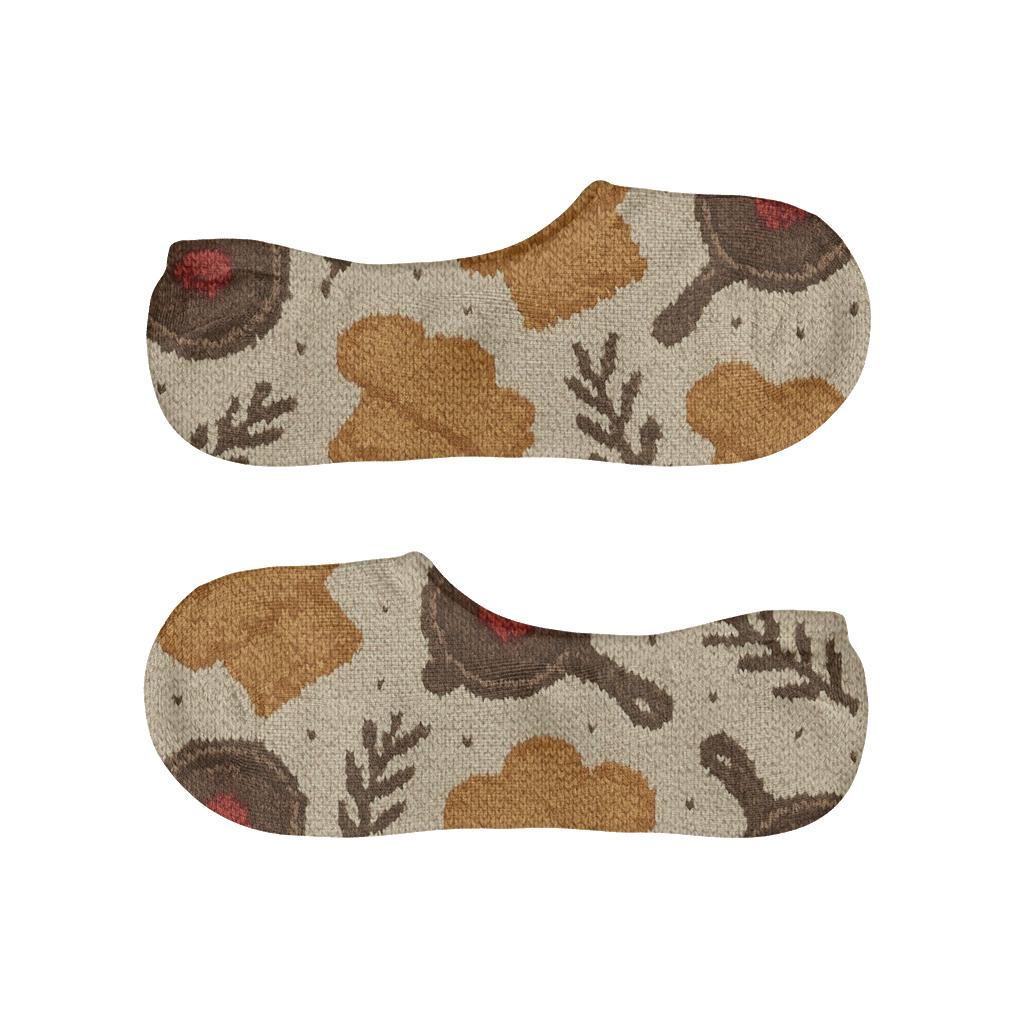 Knitted Cook Edition Skillet And Herb Cable Repeat anti-slip no-show socks