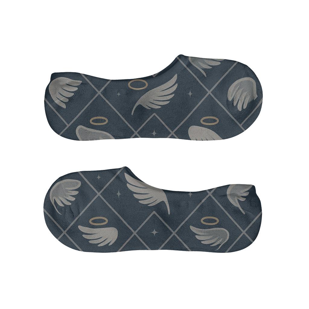 Angel Wing Lattice On Deep Navy Field custom no-show socks