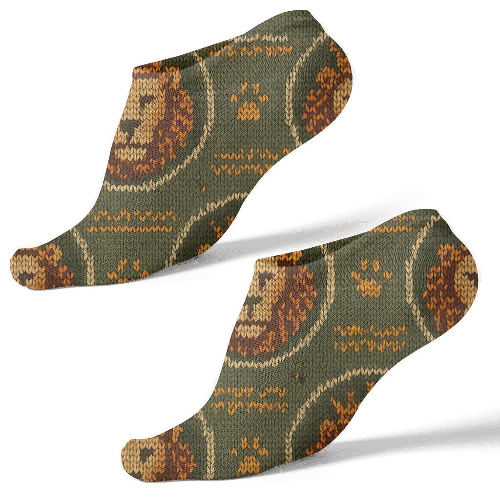 Knitted Sunburst Lion Medallion Tapestry stylish athletic ankle socks