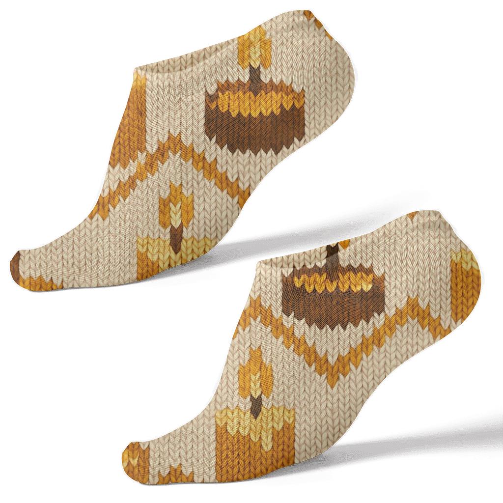 Knitted Hearth Glow Candle-Grid soft everyday ankle socks