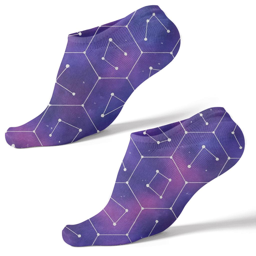 Nebula Watercolor Constellation Lattice premium sports ankle socks