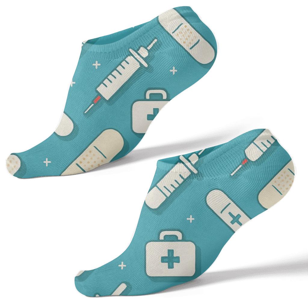 Clinic Band Aid Rhythm With Doctor Icons personalized ankle socks