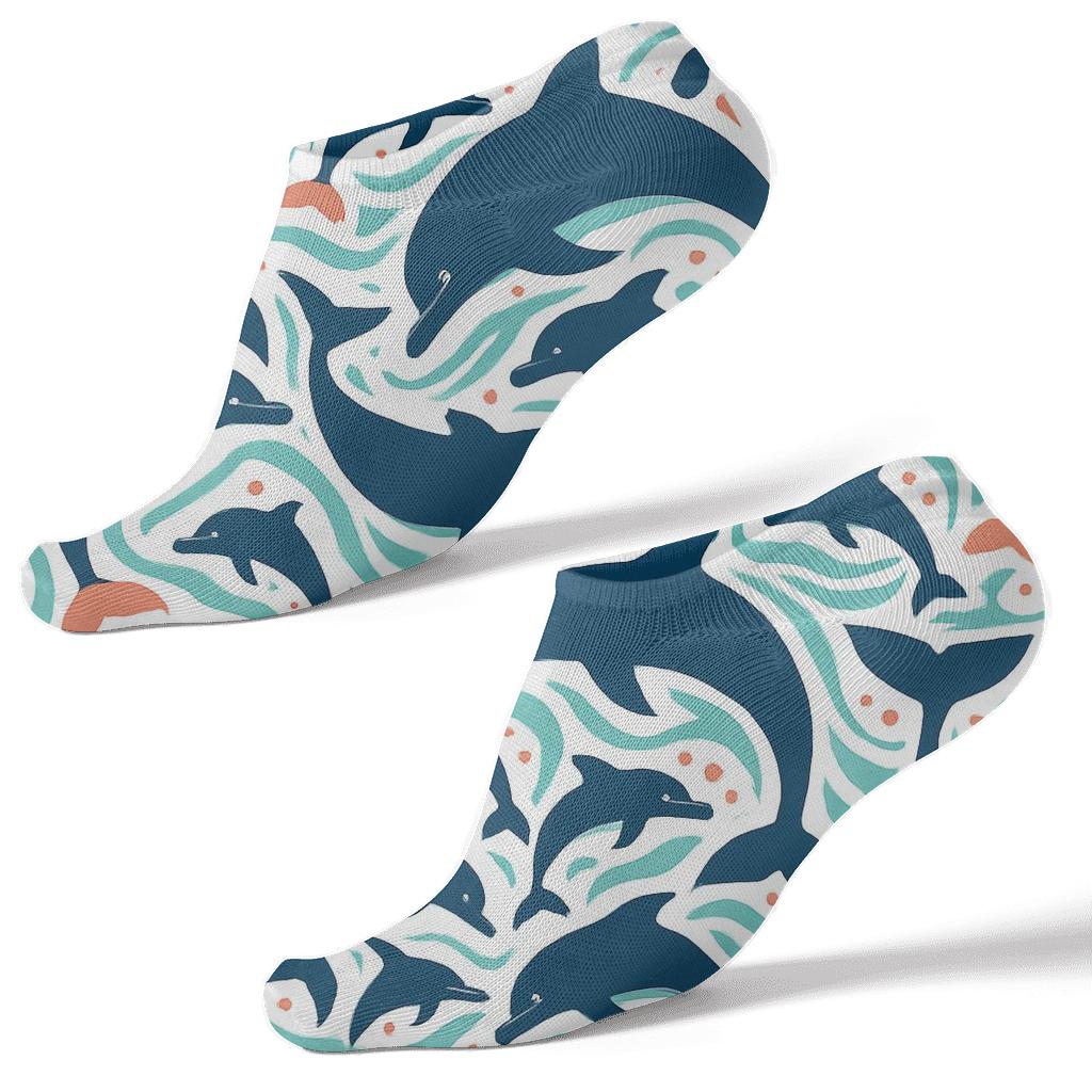 Dolphin-Current Tessellation Collage custom ankle socks