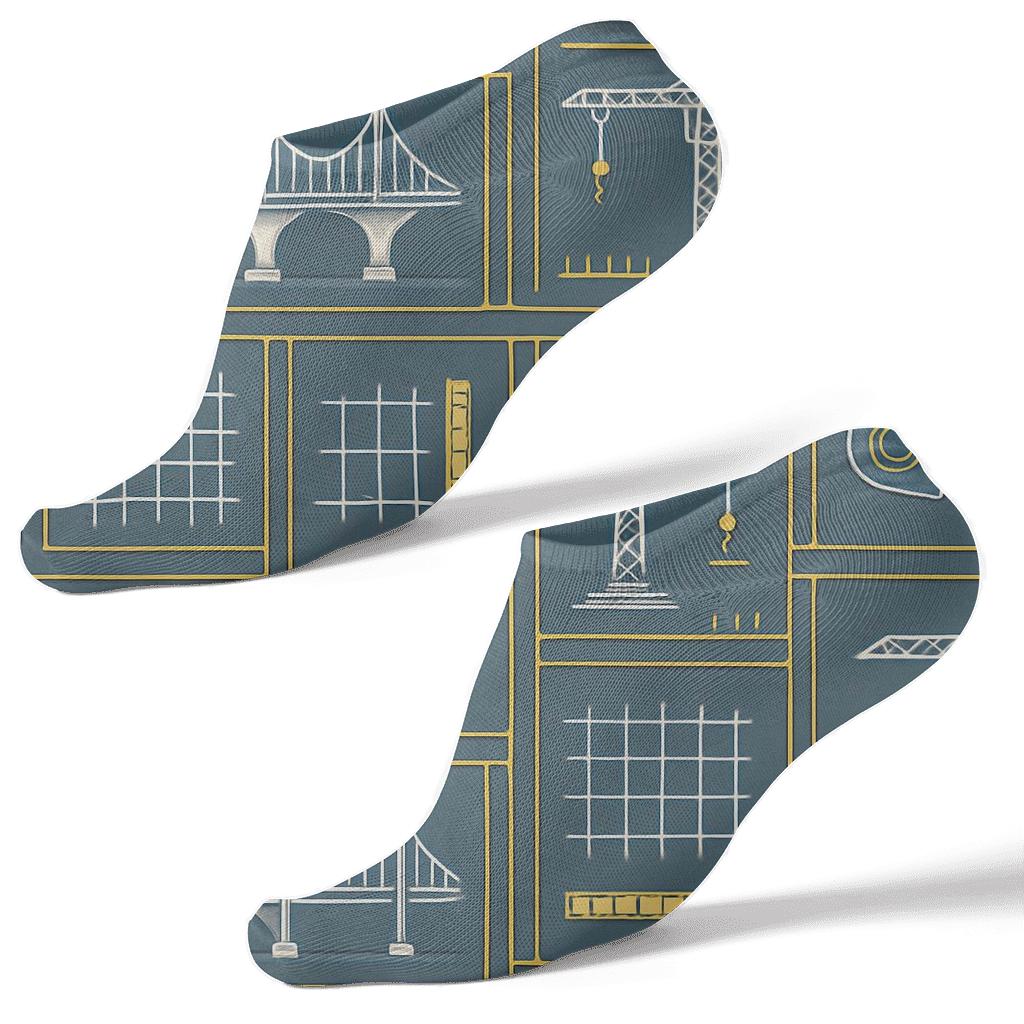 Blueprint Lattice In Civil Engineer Chic trendy patterned ankle socks