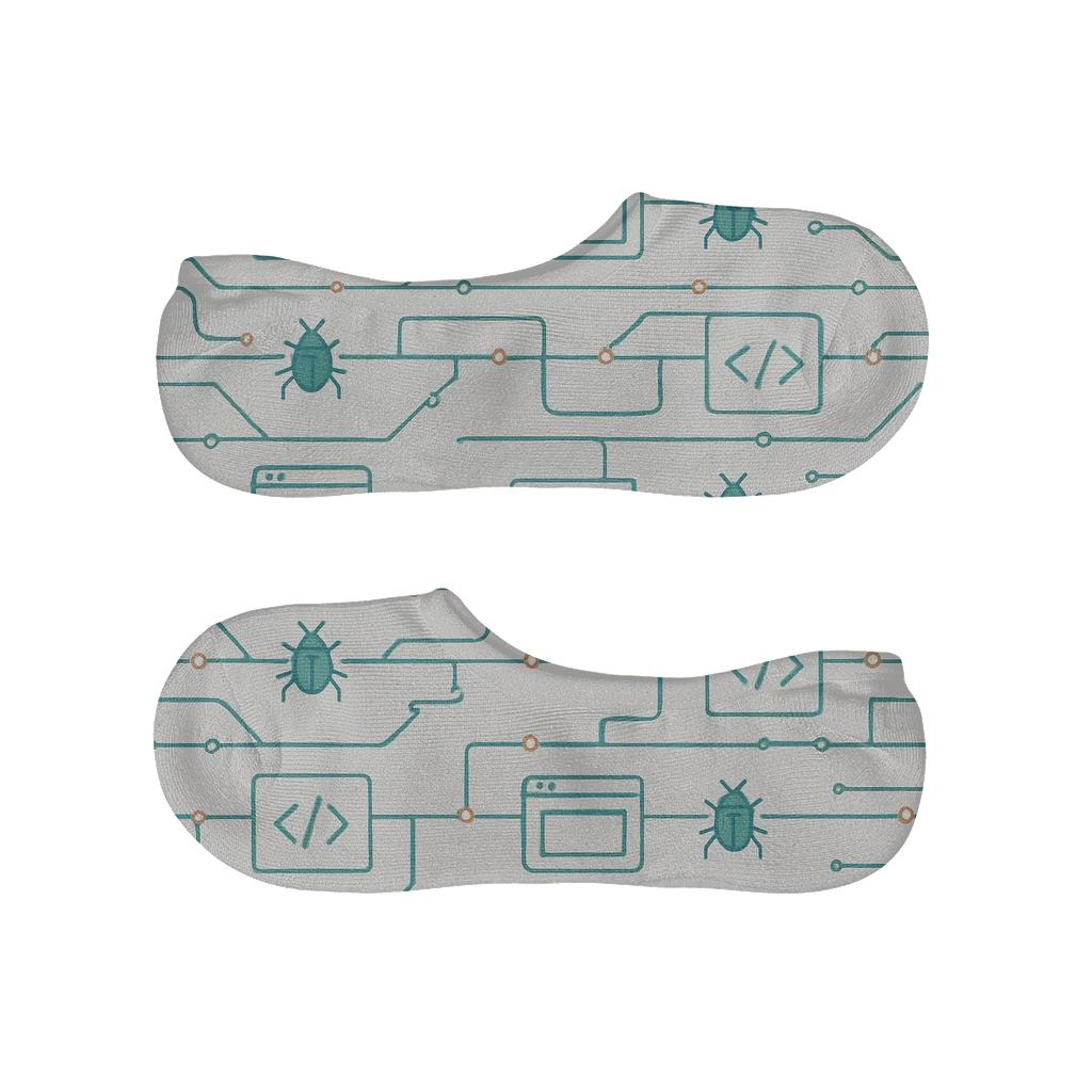 Modern Minimalist Graphic Circuit Bands With Software Developer Calm personalized no-show socks