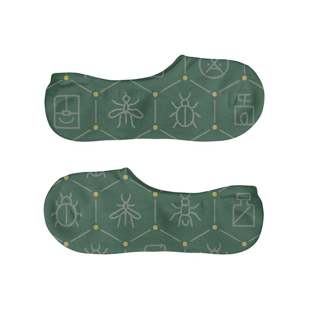 Pest Control Technician Tool Lattice On Pest Control Green anti-slip no-show socks