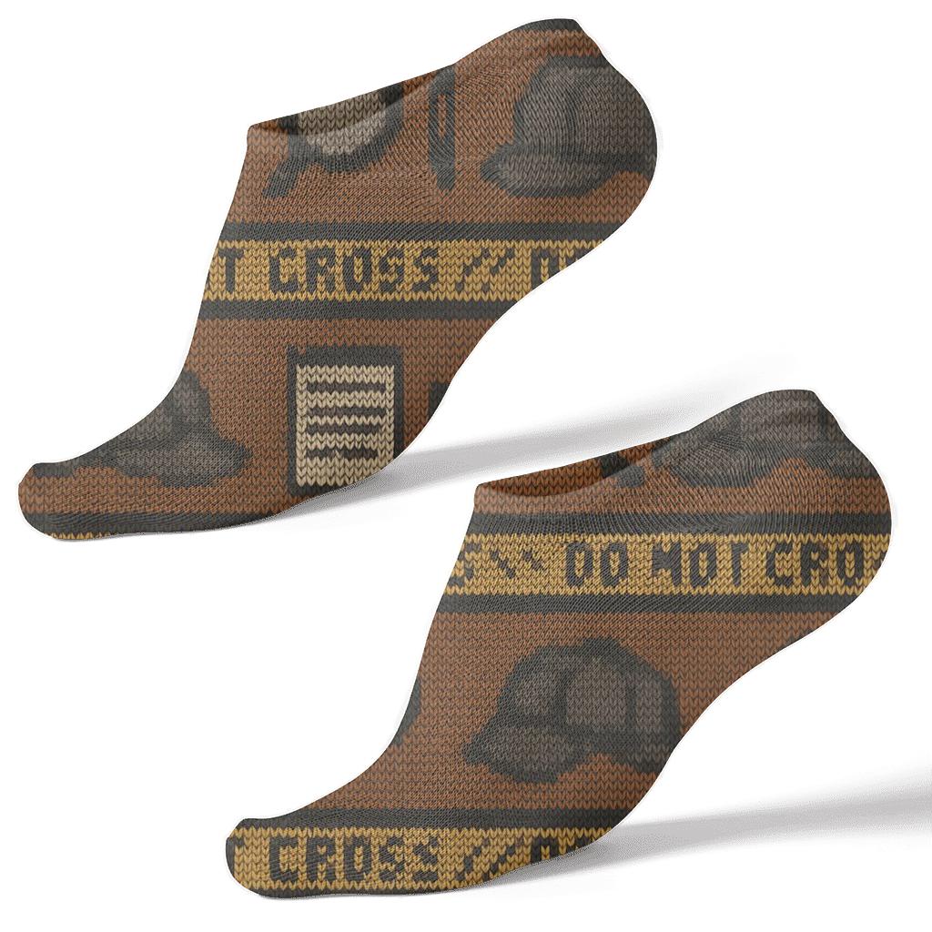 Knitted Police Detective Trail Pattern Bands unique graphic ankle socks